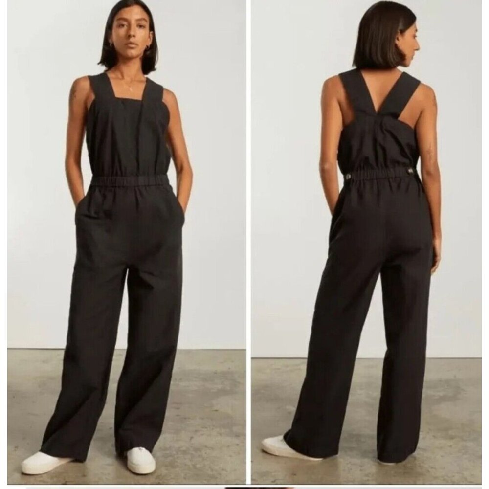 Everlane Black The Fatigue Apron Jumpsuit‎ Size 16 Baggy Relaxed Fit NWT Organic